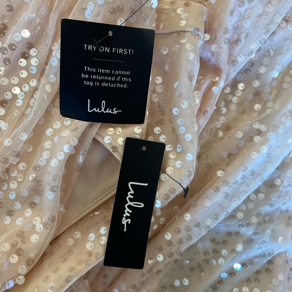NWT❤️🔥Lulus Jane Ann Blush Pink Sequin Maxi Dress Size Large - Picture 11 of 11